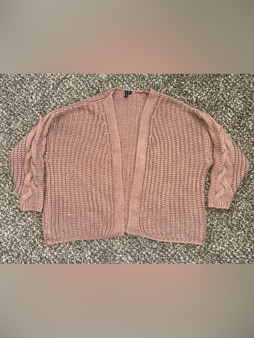 Moon & Madison chunky open-front cardigan sweater - dusty pink/mauve XS